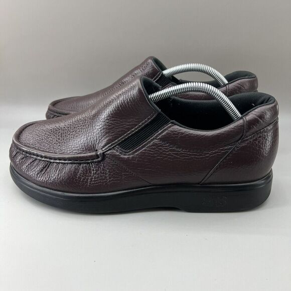 SAS Side Gore Men Size‎ 10.5 WW Shoes Burgundy Cordovan Leather Slip On Loafers - Picture 3 of 8